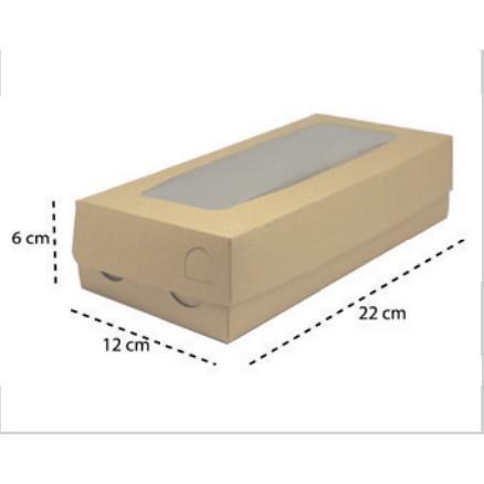 DUS BROWN KRAFT LONG BOX S 22x12x6/300 GSM (WINDOW)