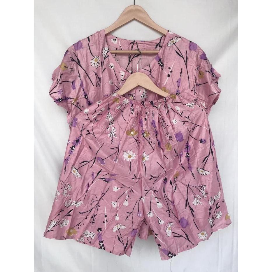 PROMO One Set Piyama Gogo Jumbo Setelan Baju Tidur Rayon Premium LD 120-150 Busui Friendly