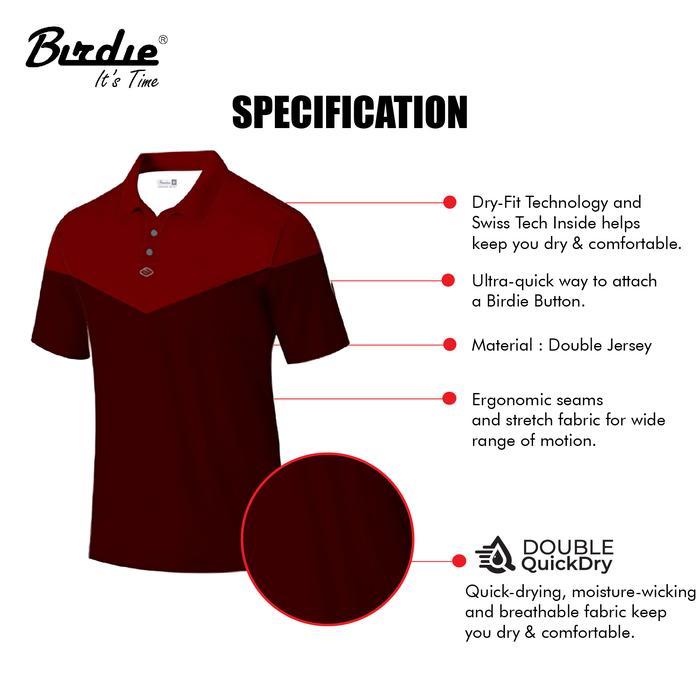 Birdie Baju Polo Shirt Golf CS76 Polyester Drifit CoolMax Kaos Pendek Custom Vintage Basic T-Shirt