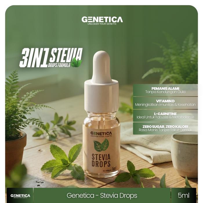 Genetica Stevia Drops 5 ML Pemanis Alami dengan Vitamin D & L-Carnitine BPOM