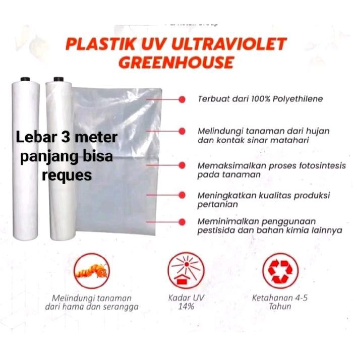 Plastik Ultraviolet Lebar 3 Meter Tebal 200 Mikron untuk Greenhouse dan Atap