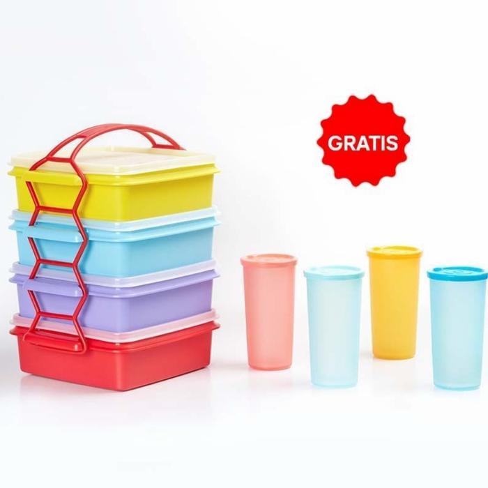 Tupperware Click To Go Round @880 ml Rantang 4 susun Promo