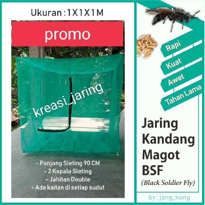 kandang maggot lalat bsf 1x1x1m Hijau Jaring