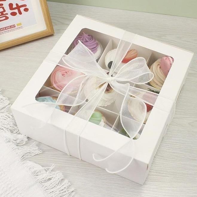 Box Kotak Kue Donat - Cupcake - Pudding - Mooncake - Donat - Sekat 4/6/12