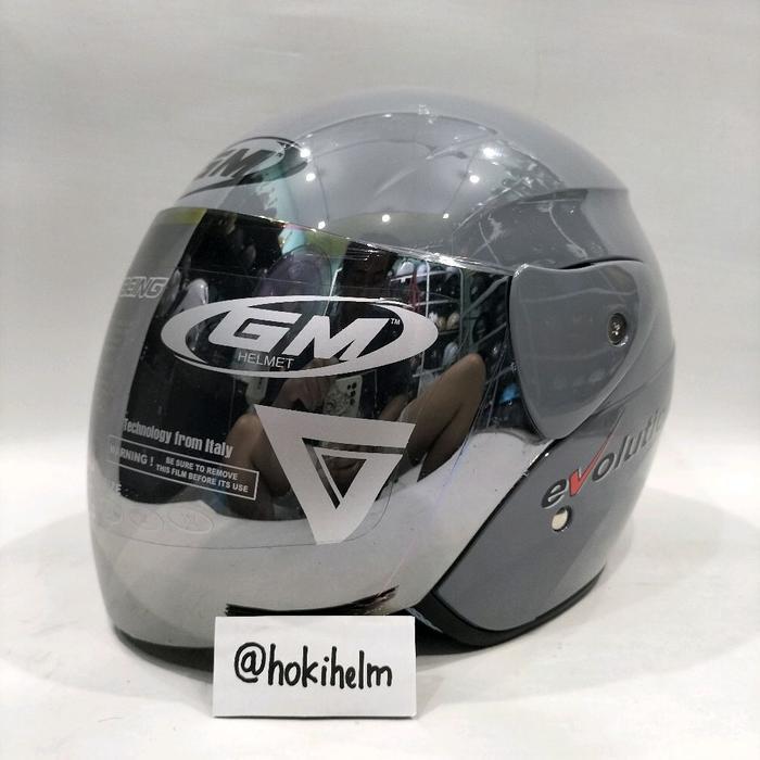 HELM GM EVOLUTION SOLID DIM GREY KACA PELANGI ORIGINAL HELM HALF FACE