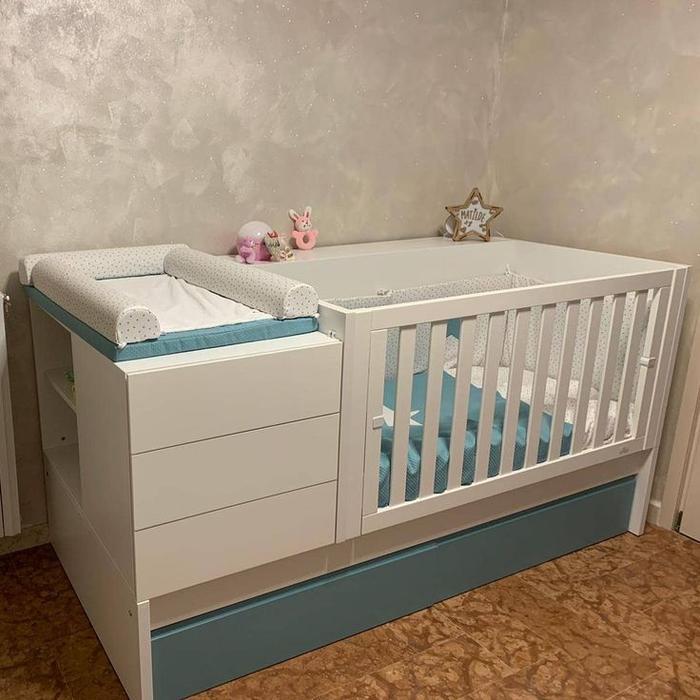 tempat tidur bayi+kasur/ box bayi/ ranjang bayi/ kasur bayi - biru putih