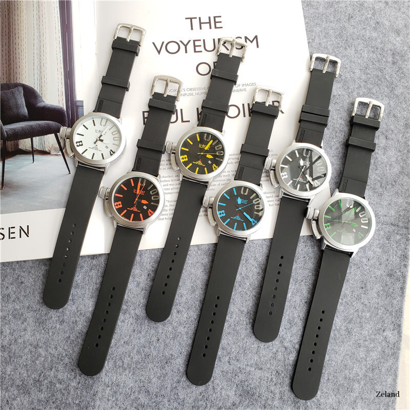 U-Boat Style Men's Quartz Watch Multiple Colors Big Dial Luminous Waterproof Stainless Steel Rubber
