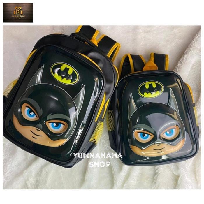 [YumnaHanaBags] Tas Ransel lampu LED 3D timbul Karakter BATMAN TOPENG anak sekolah laki laki PAUD TK