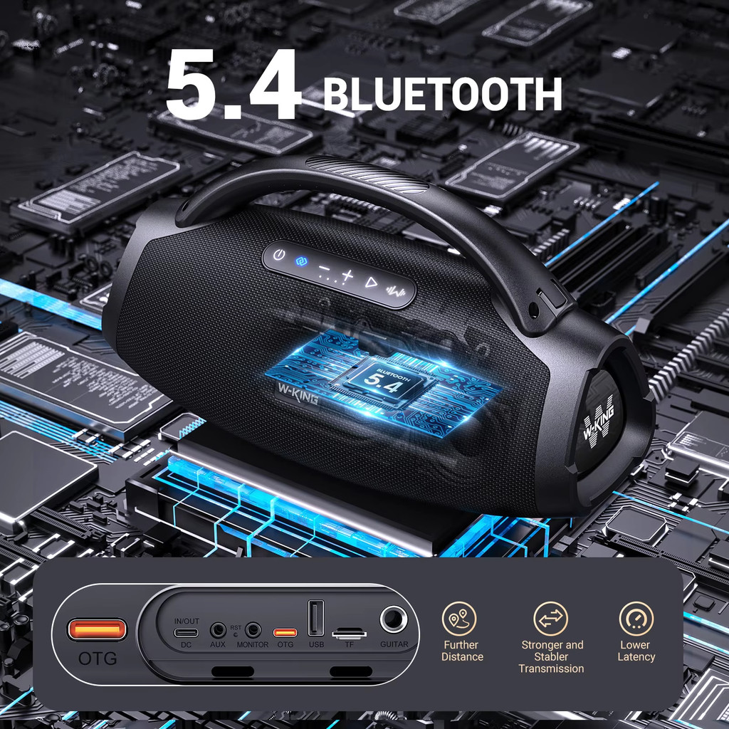 W-King X20S Bluetooth Speaker IPX7 Waterproof Speaker Massive Bass Party Boombox 5.4 Bluetooth AUX