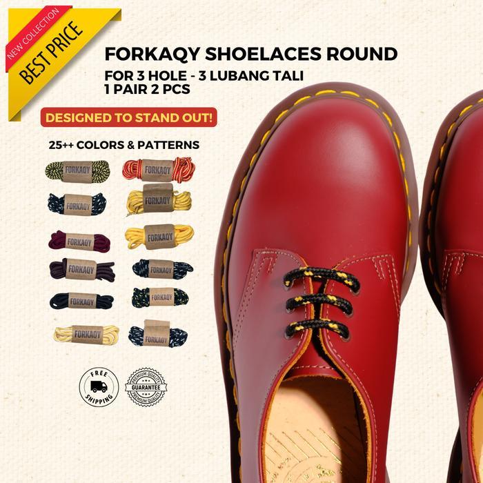 FORKAQY Tali Sepatu 65 cm Tali Sepatu Boots Tali Sepatu 3 Eye 3 Hole 3 Lubang Tali Sepatu Docmart