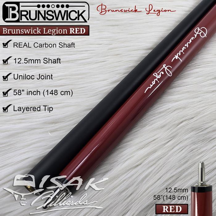 Brunswick Legion Cue Red - REAL Carbon Shaft Uniloc Pool Stick Billiard