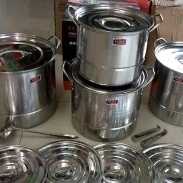 MURAH Panci set stainless susun 555 Bright Crown Stockpot anti karat dan cepat panas