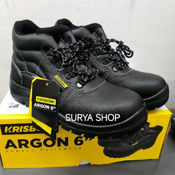 Krisbow Sepatu Safety ARGON 4"& 6" Original Anti Slip Oil Resistant Bahan Sol PU Pelindung Kaki Besi