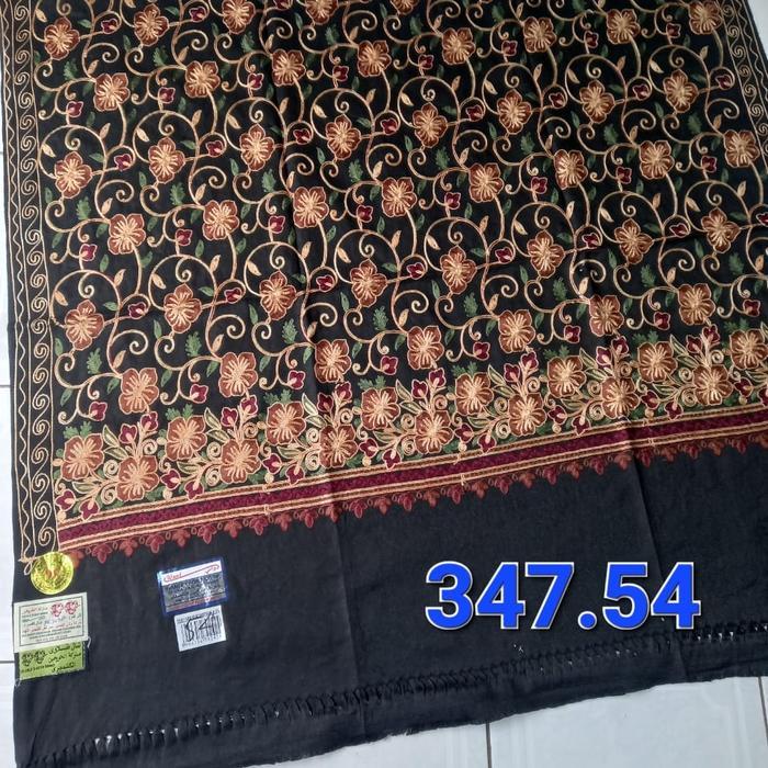 Rida Kashmiri Sulam Padat - Hitam 02
