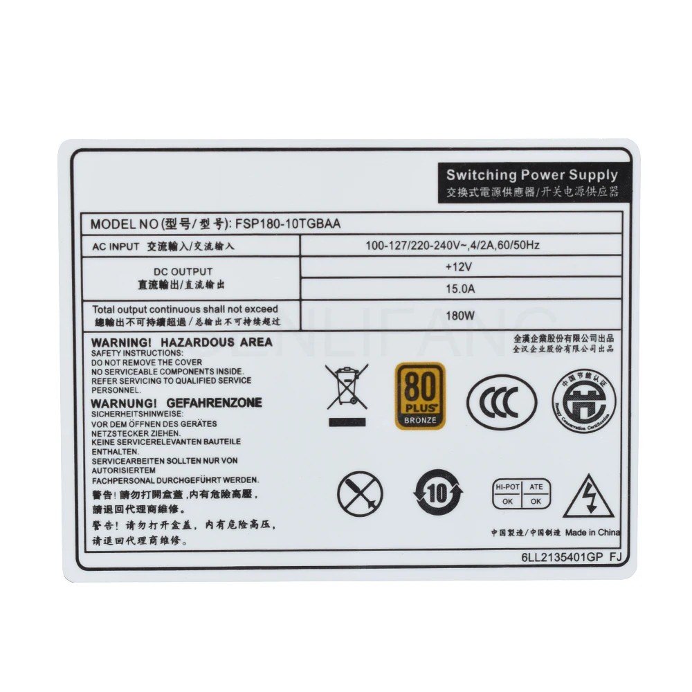 6Pin 180W 250W PSU PA-1181-10AC PA-1181-10AB FSP250-20TGPAA PA-2251-2AB FSP180-10TGBAA For Acer