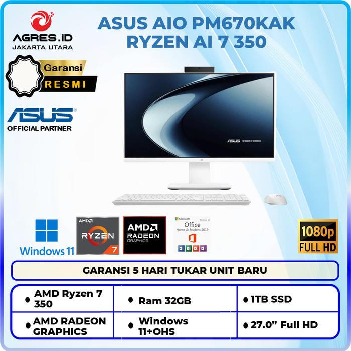 ASUS PC ALL IN ONE PM670KAK RYZEN AI 7 350 32GB 1TB W11+OHS 27.0FHD IPS K+M WIRELESS