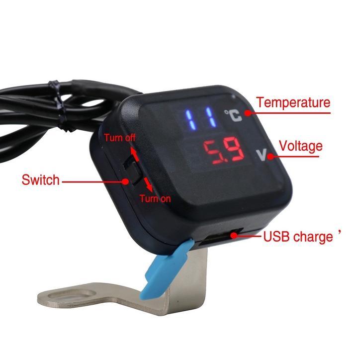 Koso Voltmeter + Temp Udara + Usb + Charging + Bracket 4 In 1 Original