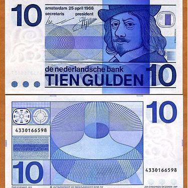 Uang Kertas Belanda 10 Gulden 1968 Bergambar Frans Hals Kondisi AUNC