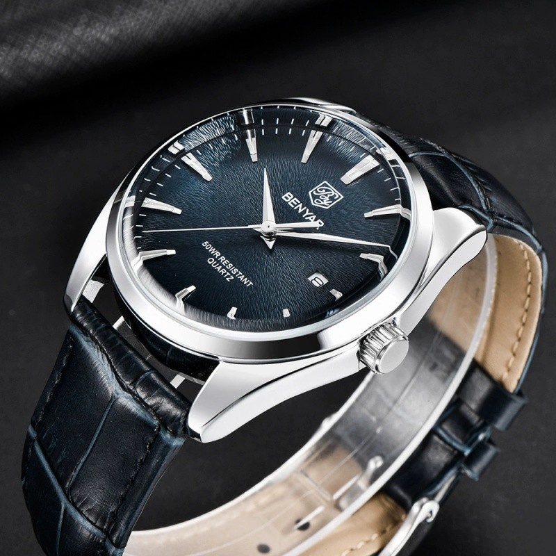 Benyar 5163 Top Brand Luxury Military Wristwatches Leather Quartz Watches Waterproof Simple Watch