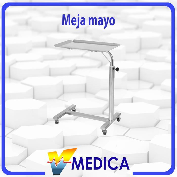 (Reguler) Meja Mayo Stainless / Meja Mayo Rumah Sakit / Meja Makan Portable