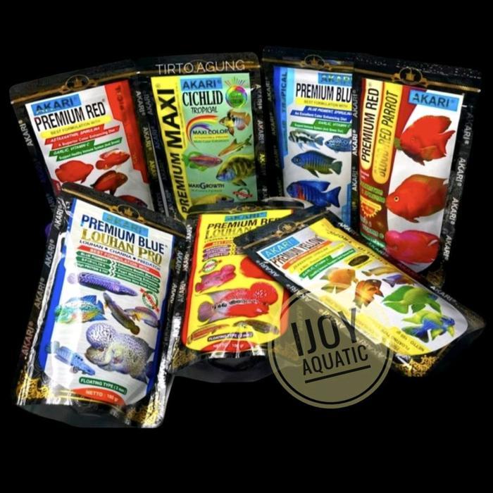 Pelet AKARI premium maxi blue yellow red parrot louhan chichlid