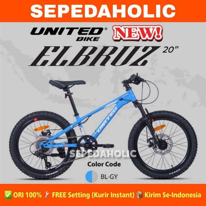 Sepeda Gunung MTB UNITED ELBRUZ Ukuran 20 Inch 7 Speed Anak Remaja - BL GY