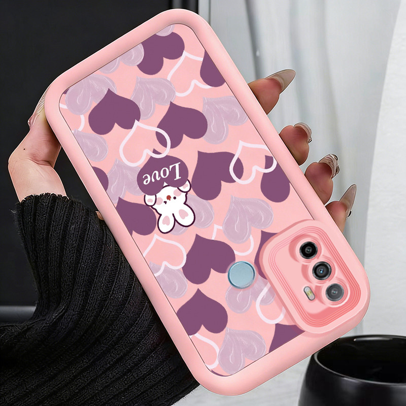 Casing Hp untuk OPPO A53 A53s A32 A33 2020 A11s Case Hati ungu dan kelinci Kasing silikon Cesing  So
