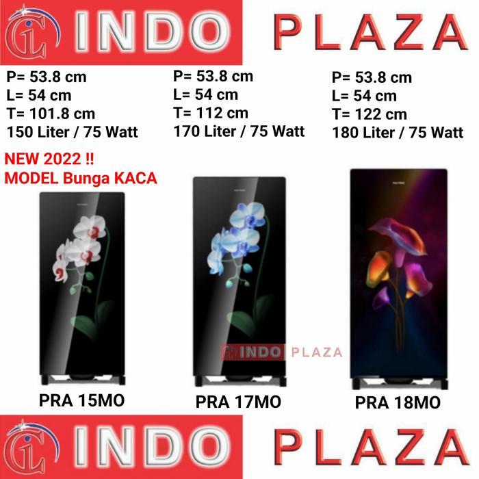 KULKAS POLYTRON 1 Pintu PRA 15 / 17 / 18 MO W/B/RT Pintu Kaca NEW 2022 - PRA 18MO