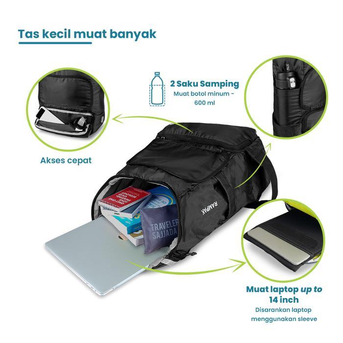 TORCH Rampak Foldable Backpack 2 in 1 Tas Outdoor Waistbag Waterproof
