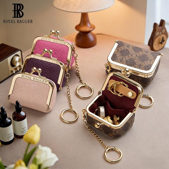Elizabeth - Royal Bagger Tas Koin Mini Dari Kulit Asli, Dompet Koin Dengan Kunci Tekan Warna S, Tas