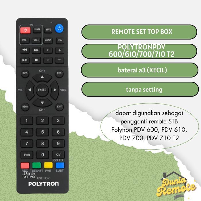 Remot Remote STB POLYTRON POLY-105 DVB T2 set top Box POLYTRON PDV 600 PDV 610