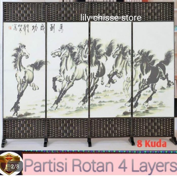 partisi rotan 4 pintu / partisi ruangan / sekat ruangan