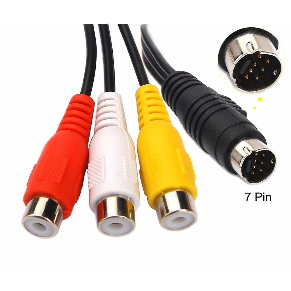 7 Pin Mini DIN S-Video Plug to 3 RCA jack Cable S-Video 7-Pin male to 3-RCA female RGB Composite