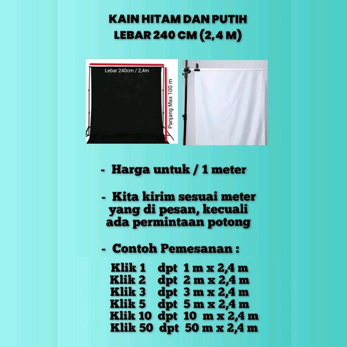 READY Kain Hitam Polos Meteran Lebar 240cm / Kain Hitam Background / Kain Penutup