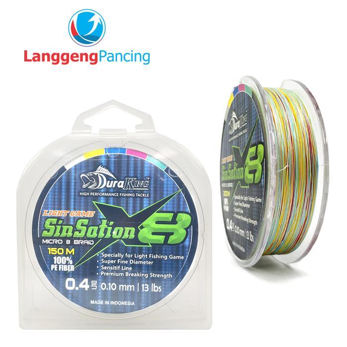 Duraking Senar Pe Sinsation X8 100M 150M 300M Micro 8 Braid 0.4-0.8Mm 13-19 Lbs