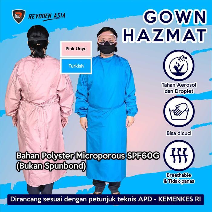 Gaun Pelindung Diri Kesehatan Bahan Polyester Micro Warna Pink, APD Sekali Pakai
