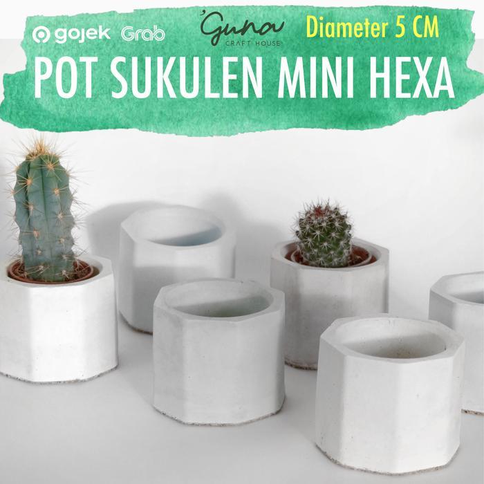 TERLARIS Pot Semen Mini Hexagon - Mini Concrete Planter - Pot Sukulen Kecil READY