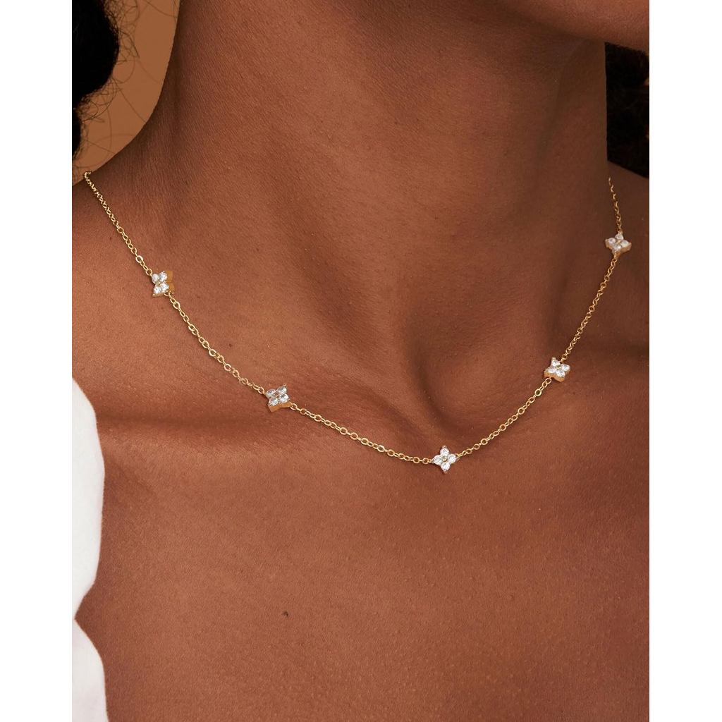 Silver/14K Gold Plated Cubic Zirconia Necklaces for Women Hypoallergenic Necklace Choker Necklace
