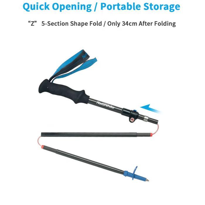 NATUREHIKE TREKKING POLE ST07 NH18D010-Z CARBON FIBER LIPAT ULTRALIGHT