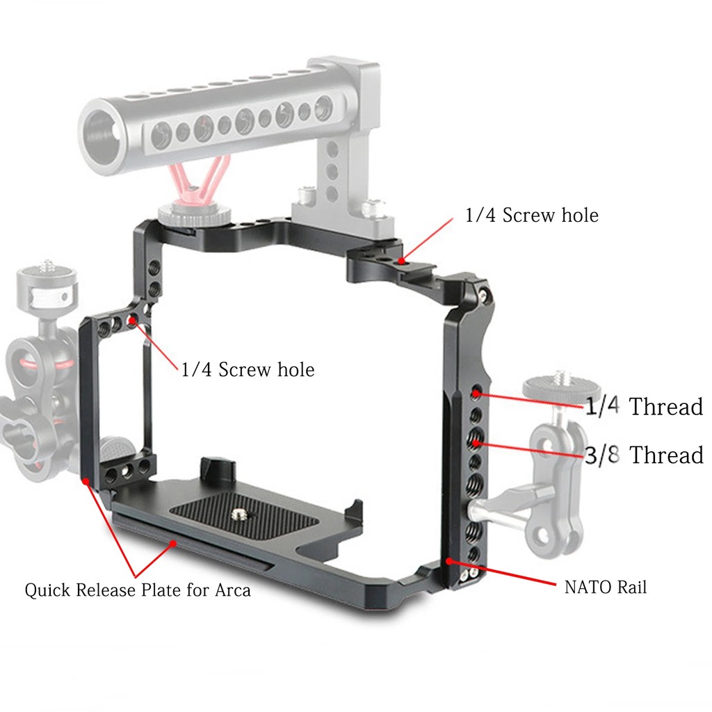 Topcine Camera Cage for Canon EOS 5D Mark II III IV 6D MarkII 7D MarkI Camera Rig with Dual Cold