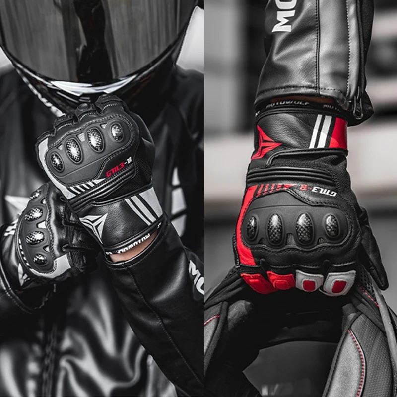 LEATHER MOTORCYCLE GLOVES SHEEPSKIN SUMMER BREATHABLE RIDING GLOVES TOUCHSCREEN OFF-ROAD MOTO GLOVES