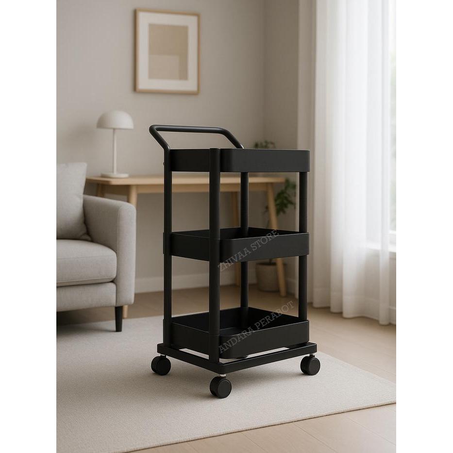 Premium Rak Troli Roda 3 Susun Rak Kamar Tidur Rak Dorong Trolley Baju Bayi Original