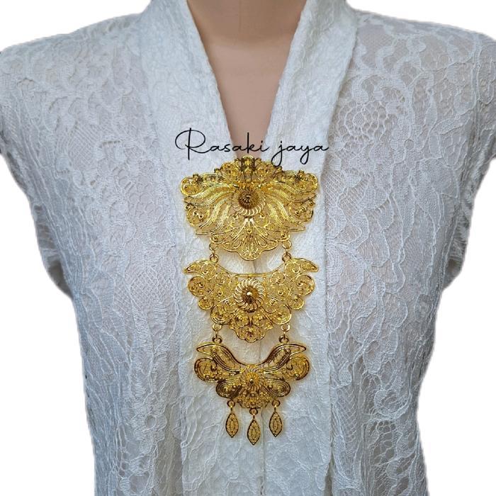 Bros Untuk Kebaya Kutubaru Jumbo Bros Bali Bros Adat dengan Klip - Clips Aksesoris Elegan Emas