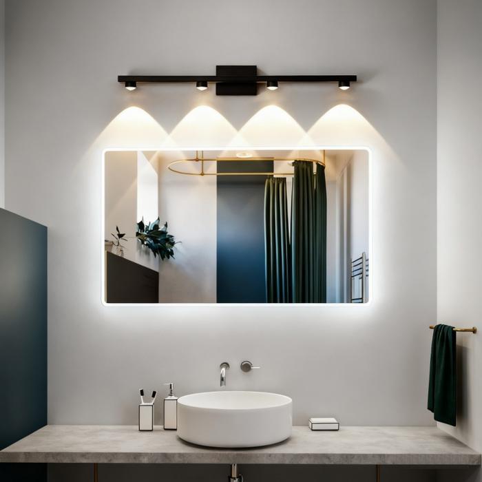 Lampu Dinding Kamar Mandi Modern Lampu Led Tahan Air, Lampu Cermin Kamar Mandi Stylish Hitam Lampu