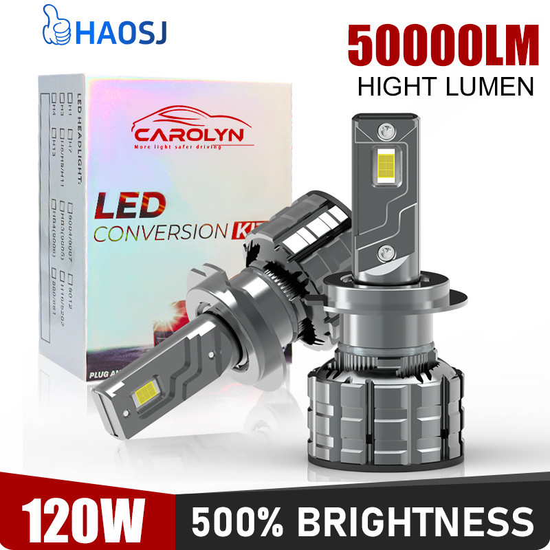 HAOSJ H7 LED Headlights 120w 50000 Lumens H4 LED Headlights CANBUS H1