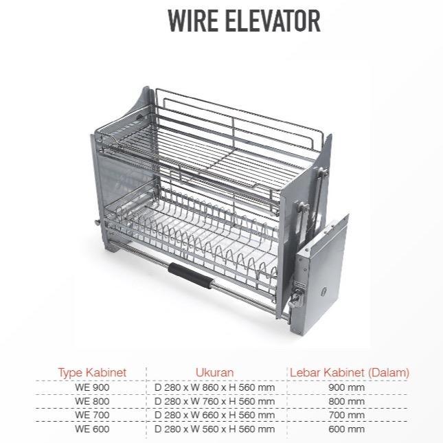 TERLARIS rak piring 2susun pulldown multipurpose rak slow motion TMB WE-60 (wire elevator -600)