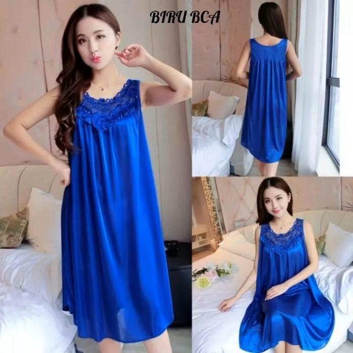 LIMITED EDITION Daster Happy Jumbo Bahan Satin. Dress Piyama Panjang Rayon Bumil Pendek Busui