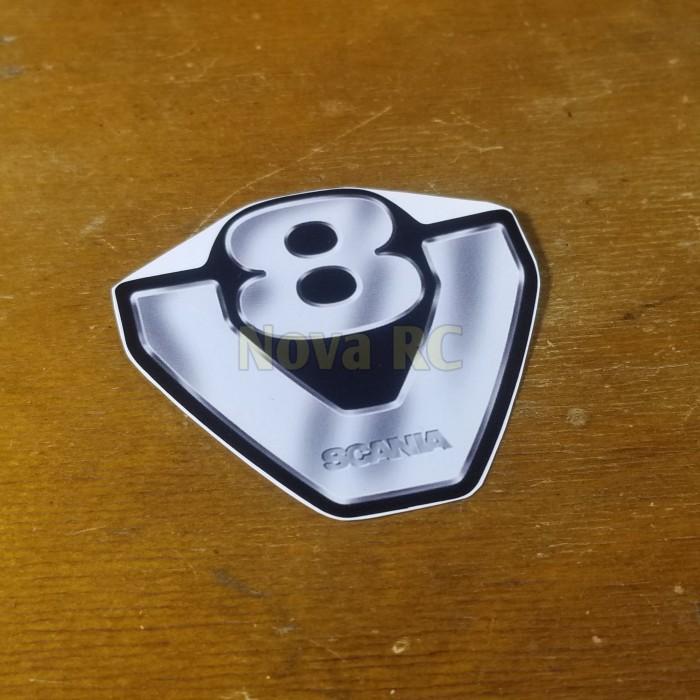 Stiker besar V8 untuk belakang Scania rc truck 1/14
