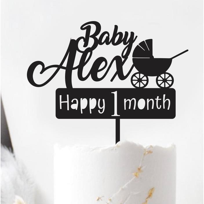 Custom Cake Topper Baby 1 month Topper Kue Akrilik Lucu