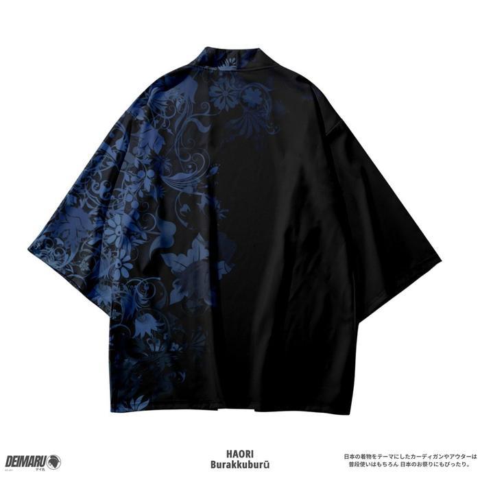 Kostum Jepang Haori Burakkuburu Haori Motif Outer Cardigan Haori Batik Biru Tbk